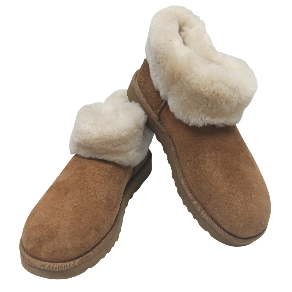 UGG Australia Women's Brown Suede Sheepskin Lined Boots Size 12